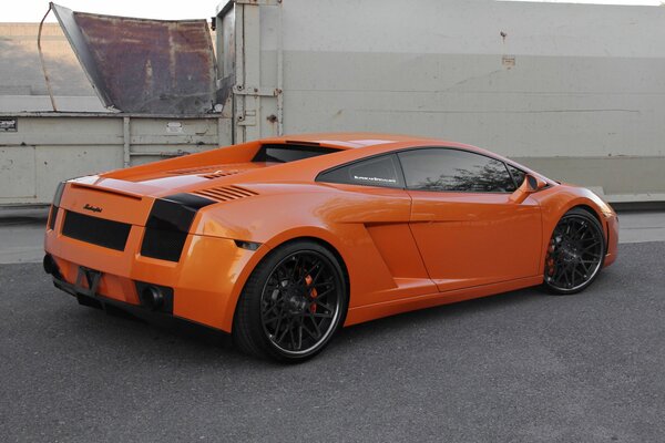 Orange lamborghini gallardo rear view