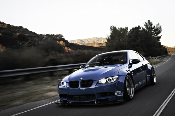 A bold and fast BMW on the track. Speed