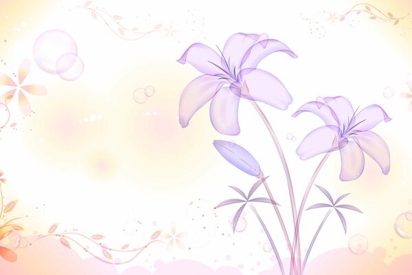 Fioletowy kwiat na jasnoróżowym tle
