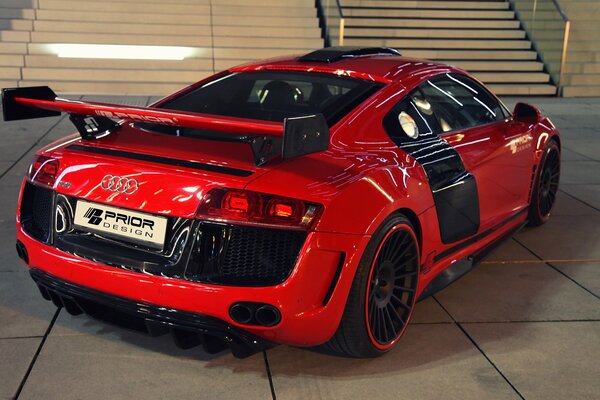 Audi red car with tuning