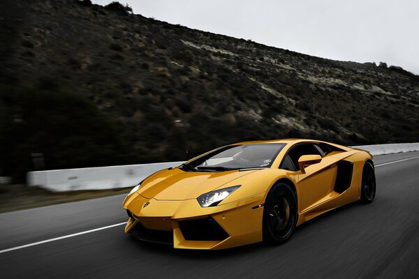 Elegante giallo lamborghini ip700-4 supercar ama la velocità e luoghi esotici