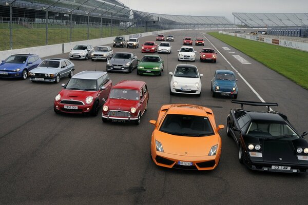 Lamborghini Ford Opel on the race track