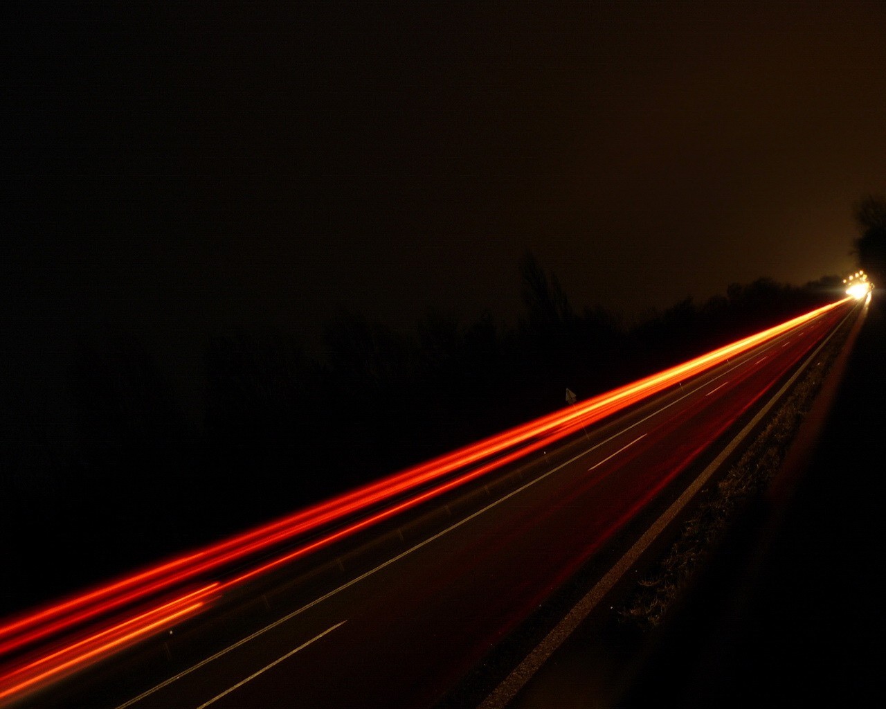 camino noche luz pista