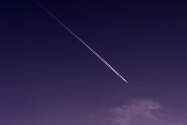 The trace of the plane in purple tones