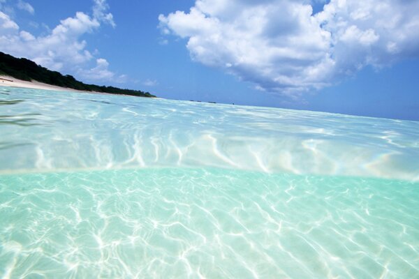 Blue water combined with the sky