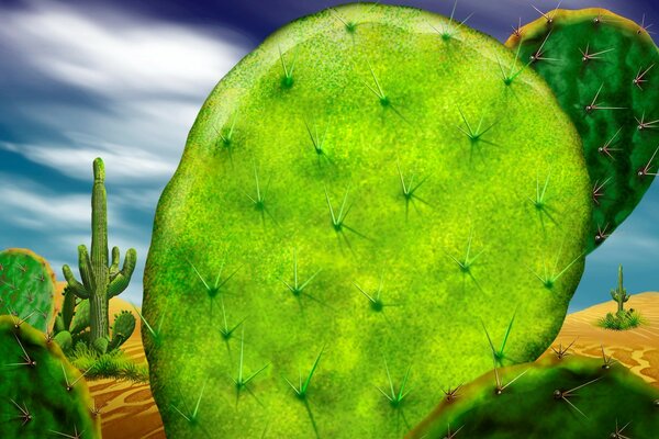 Duży zielony Kaktus na pustyni