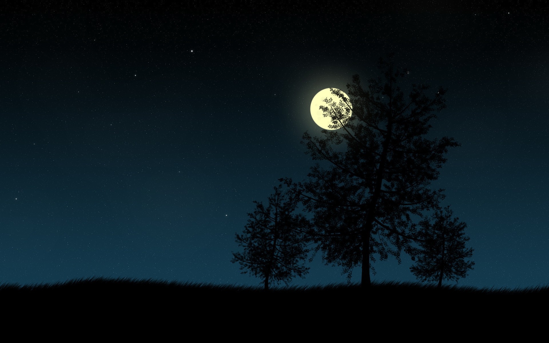 tree night moon vector