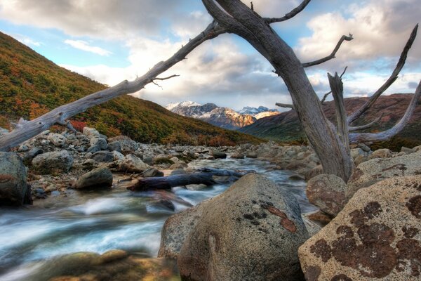 Photo of a mountain river landscape