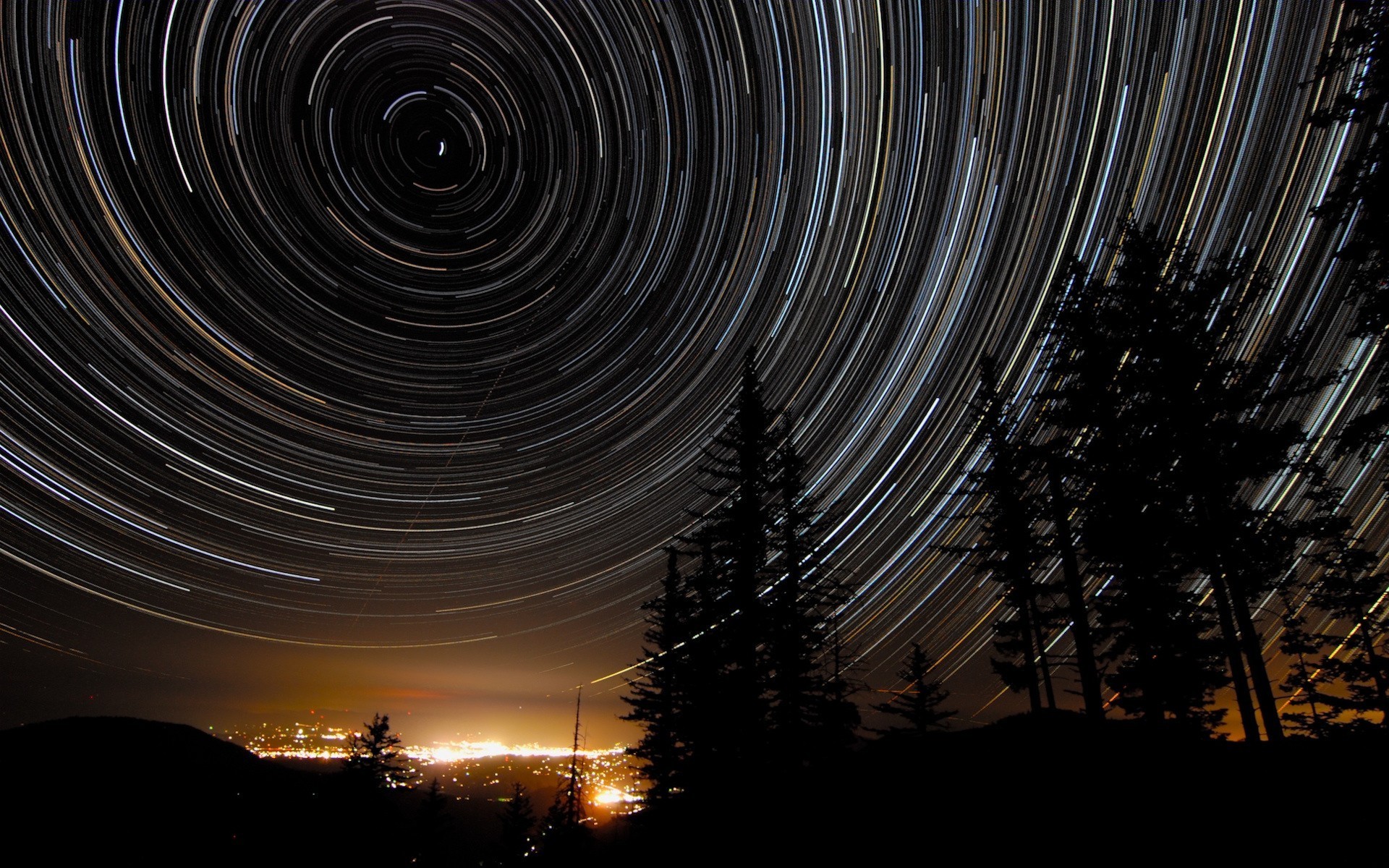 étoiles sentiers ville arbres nuit étoiles