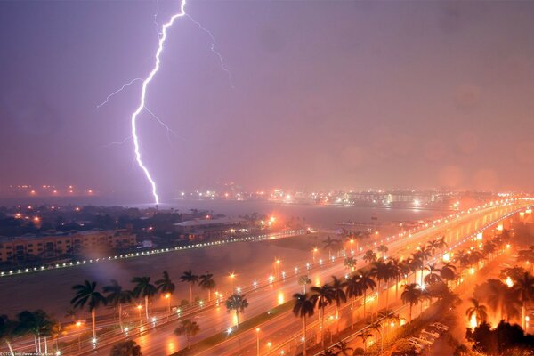 Florida. Thunderstorm at night