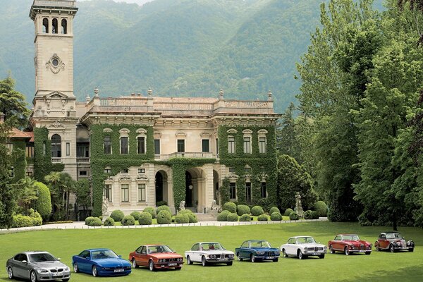 A beautiful mansion in the mountains and BMV models