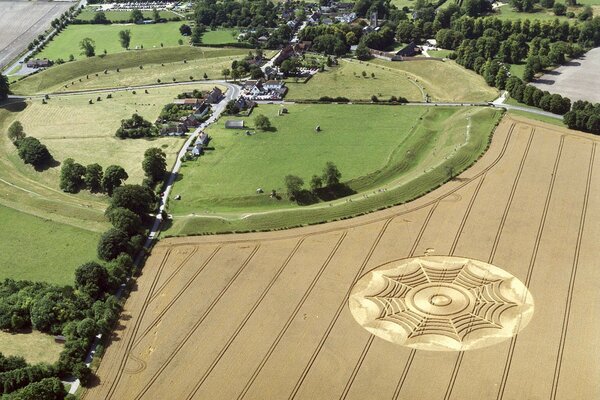 A circle on the field like a spider s web