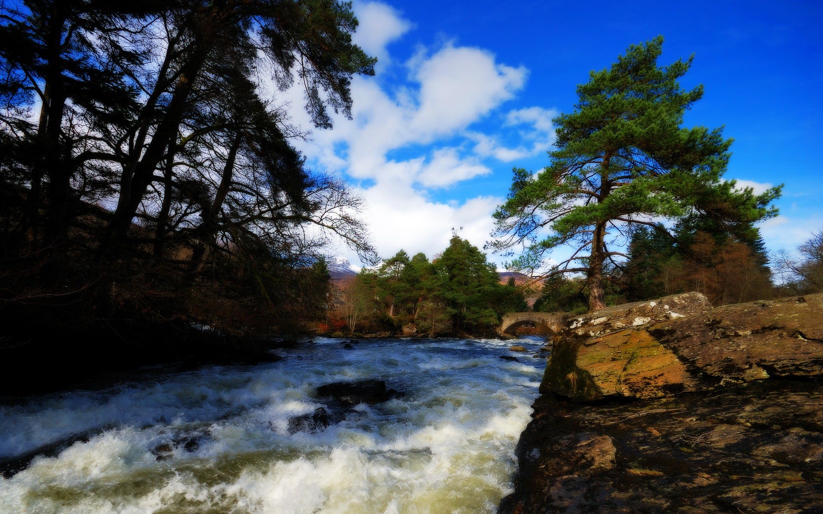 rivière montagne pont