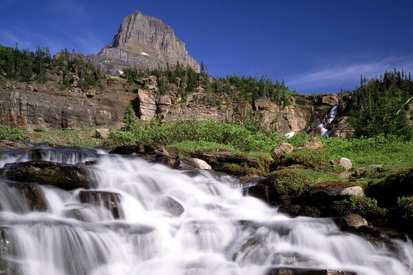 Beautiful waterfall in the mountains