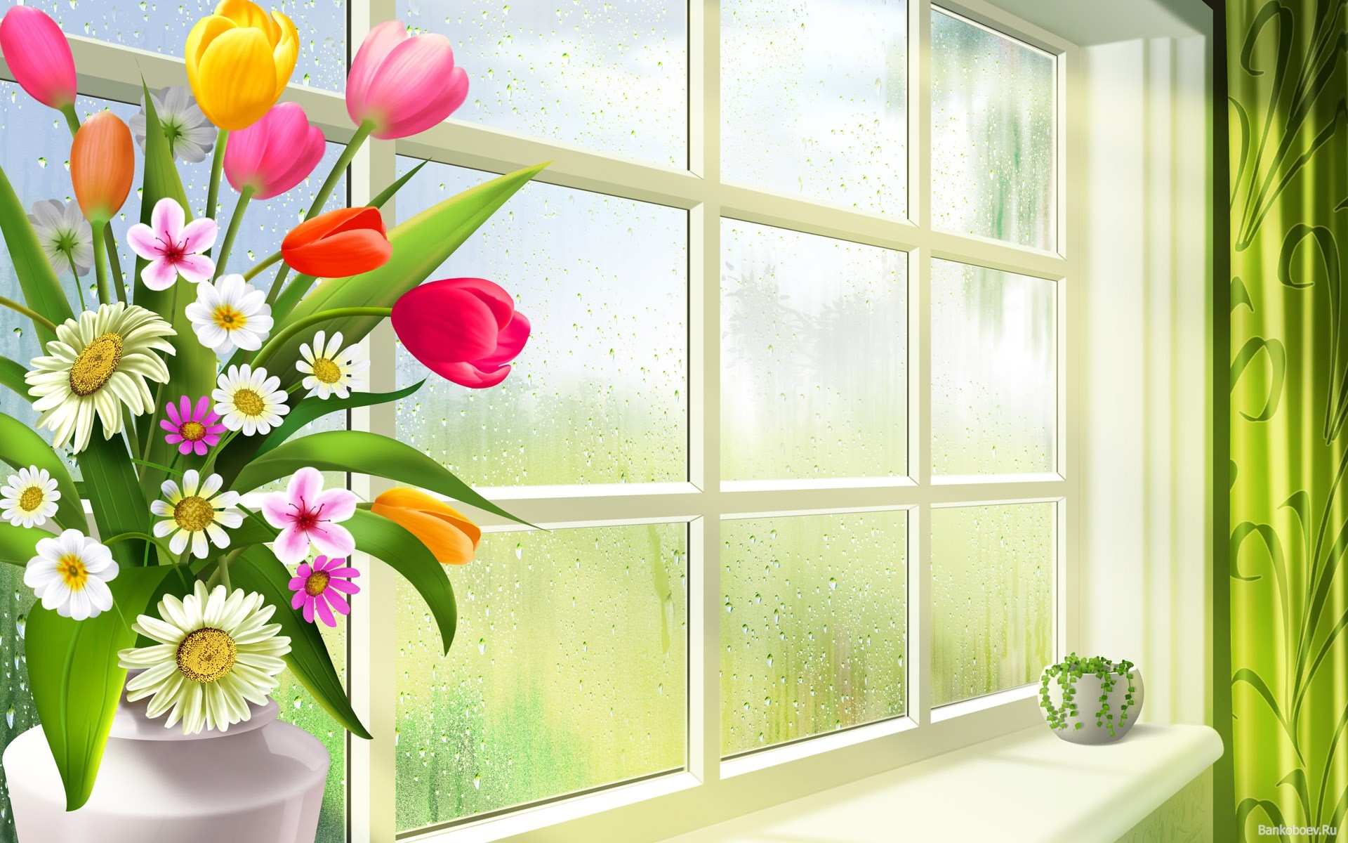 rain flower window