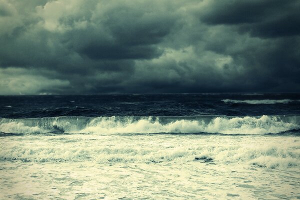 The follies of the sea stoichii against the background of clouds