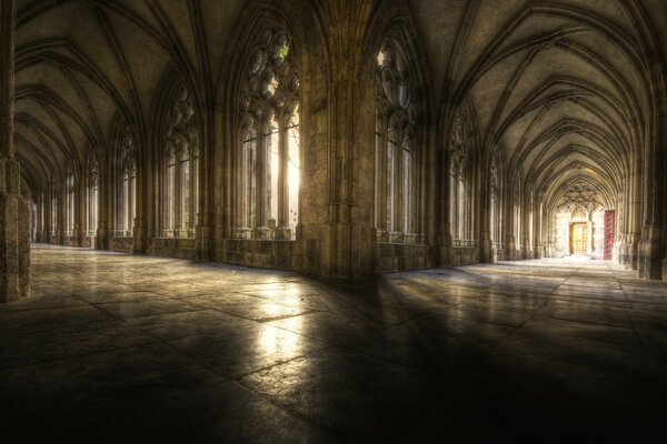 Castle corridors with large windows