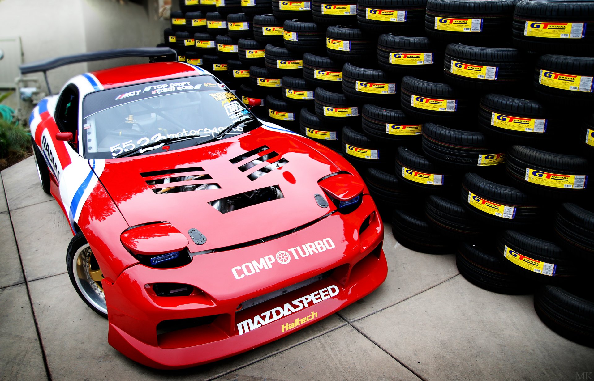 mazda rx-7 rojo mazda rojo neumáticos mucho tuning