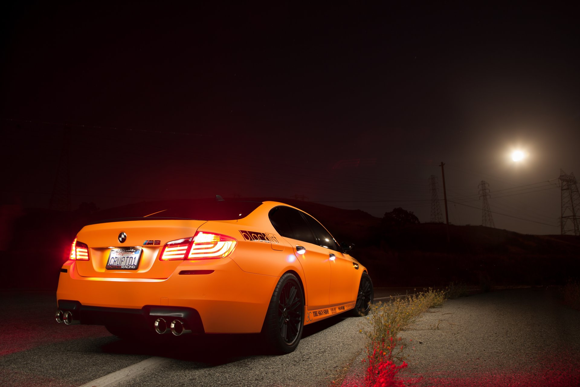 bmw m5 f10 orange bmw arrière phares lumière