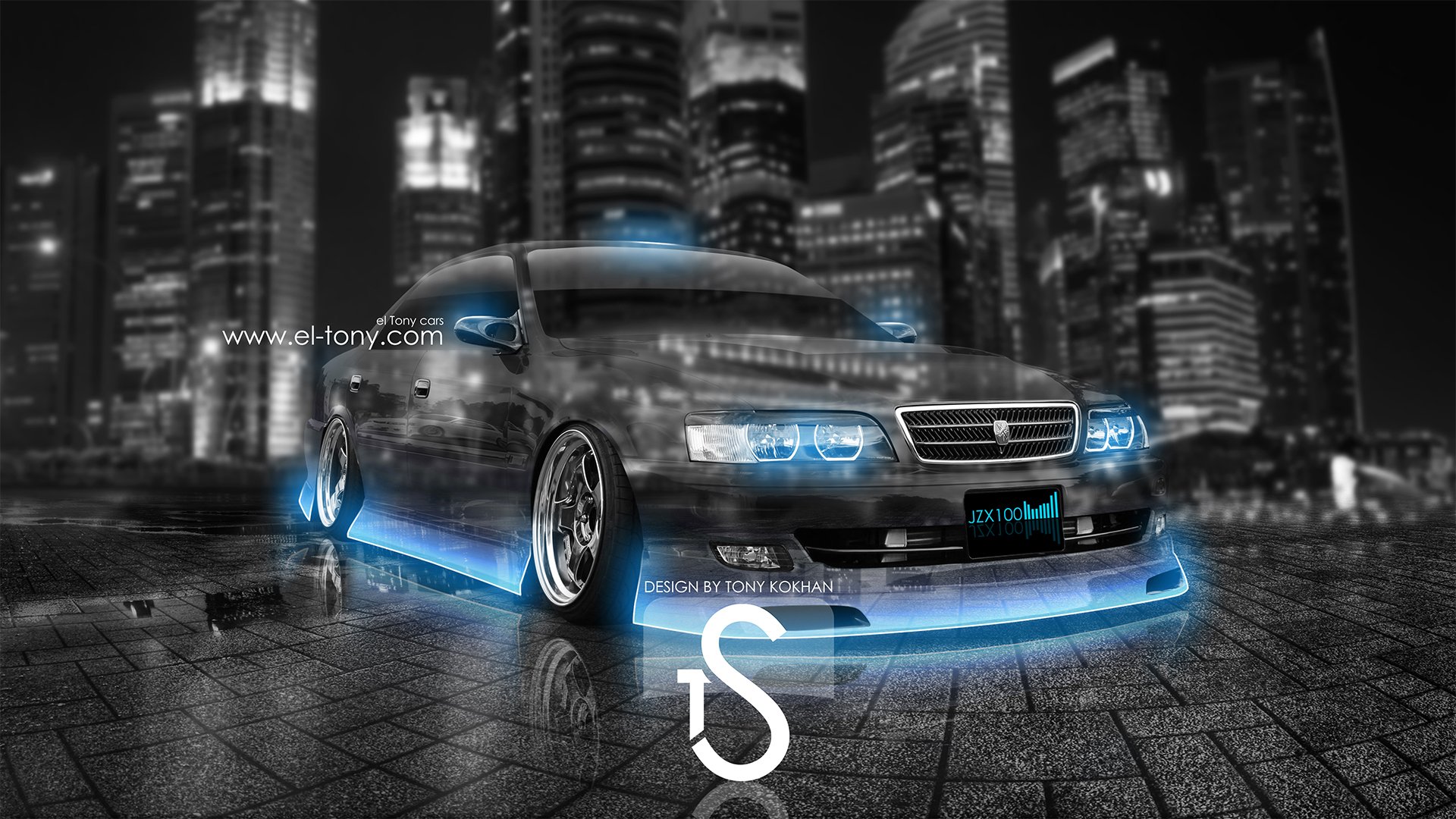 toyota chaser crystal blue neon city el tony cars photoshop toyota chaser tourer v