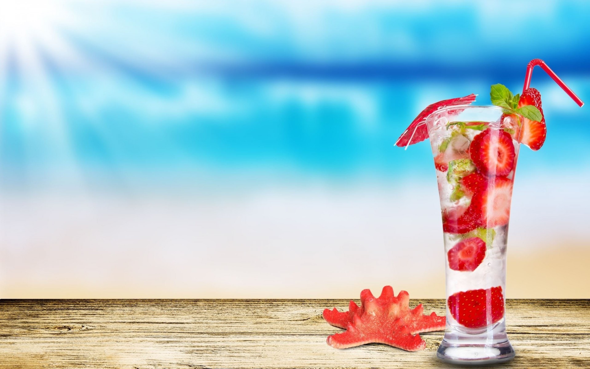 stelle bere fragola vetro soleggiato mojito relax estate