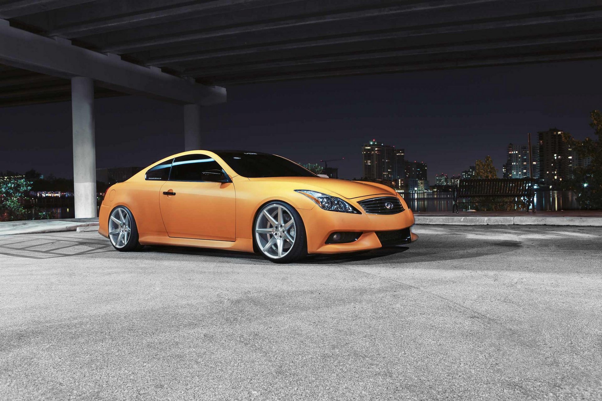 infiniti g-series g37 orange infinity town night