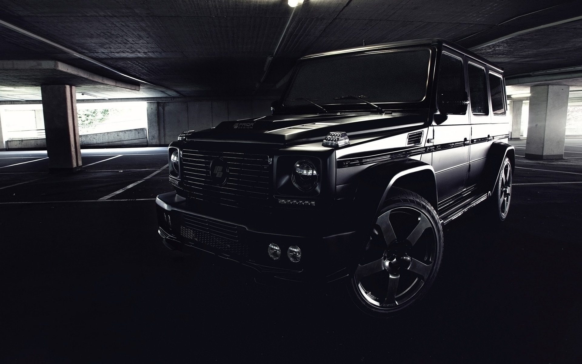 prior design mercedes-benz g-class widebody mercedes g-class gelendvagen tuning front twilight parking background