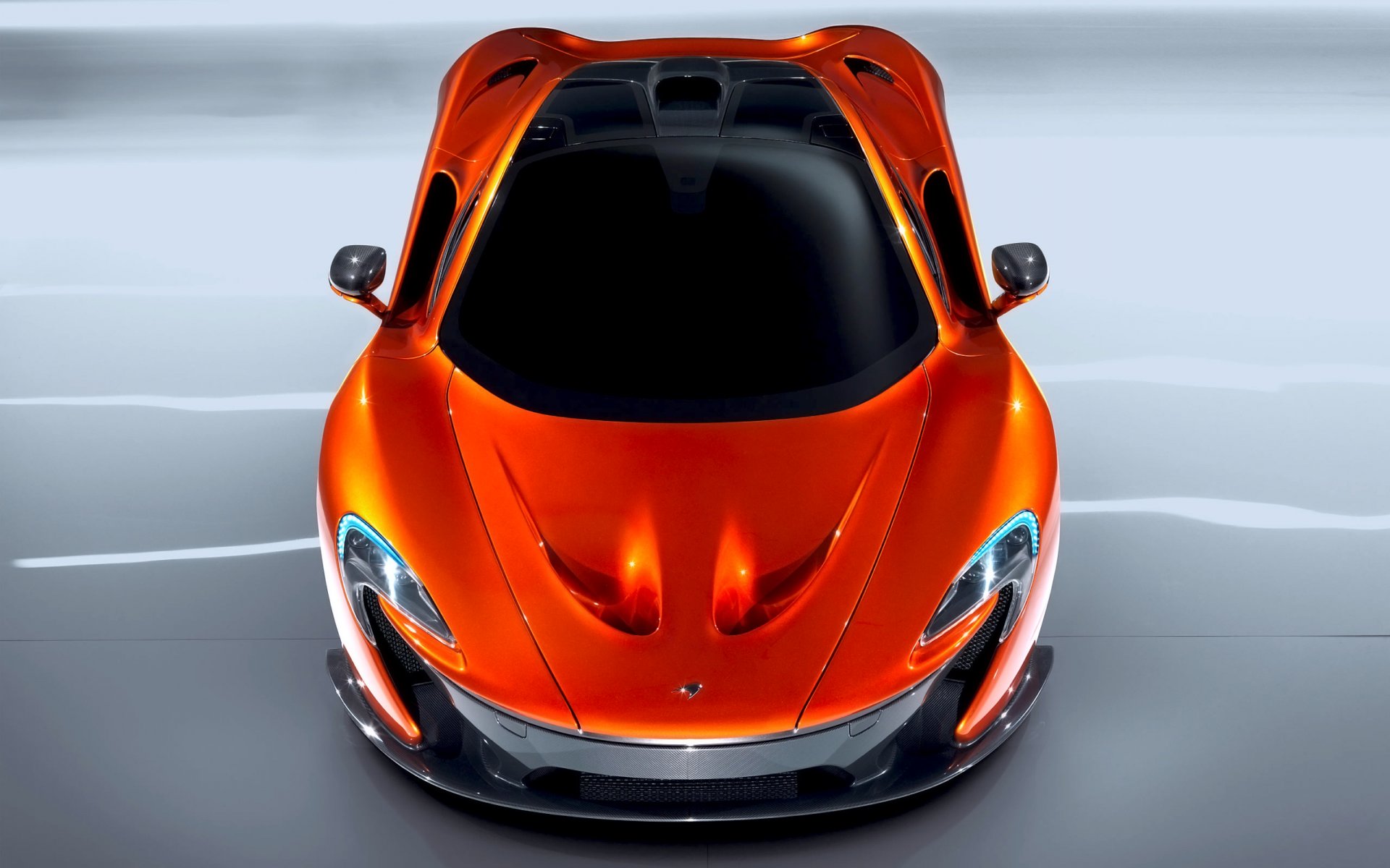 mclaren p1 car machine orange top view hood vehicles supercar