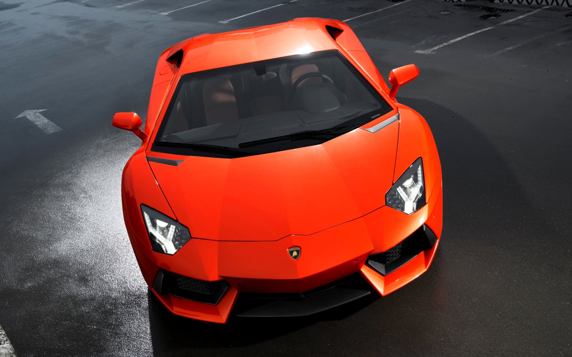 lamborghini aventador lp700-4 оранжевый спорткар капот ядовиты