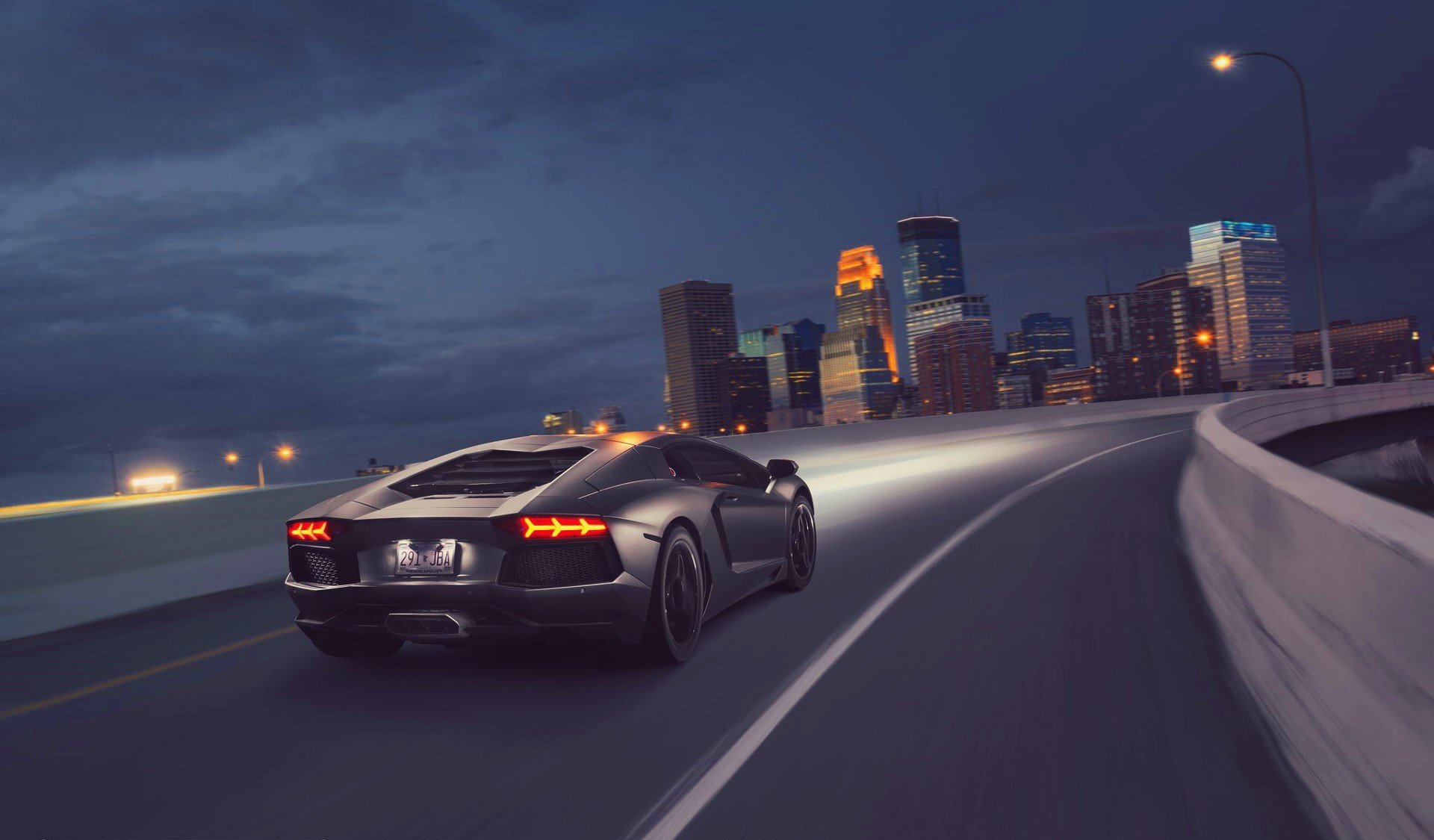 lamborghini aventador lp700-4 black supercar rear speed light