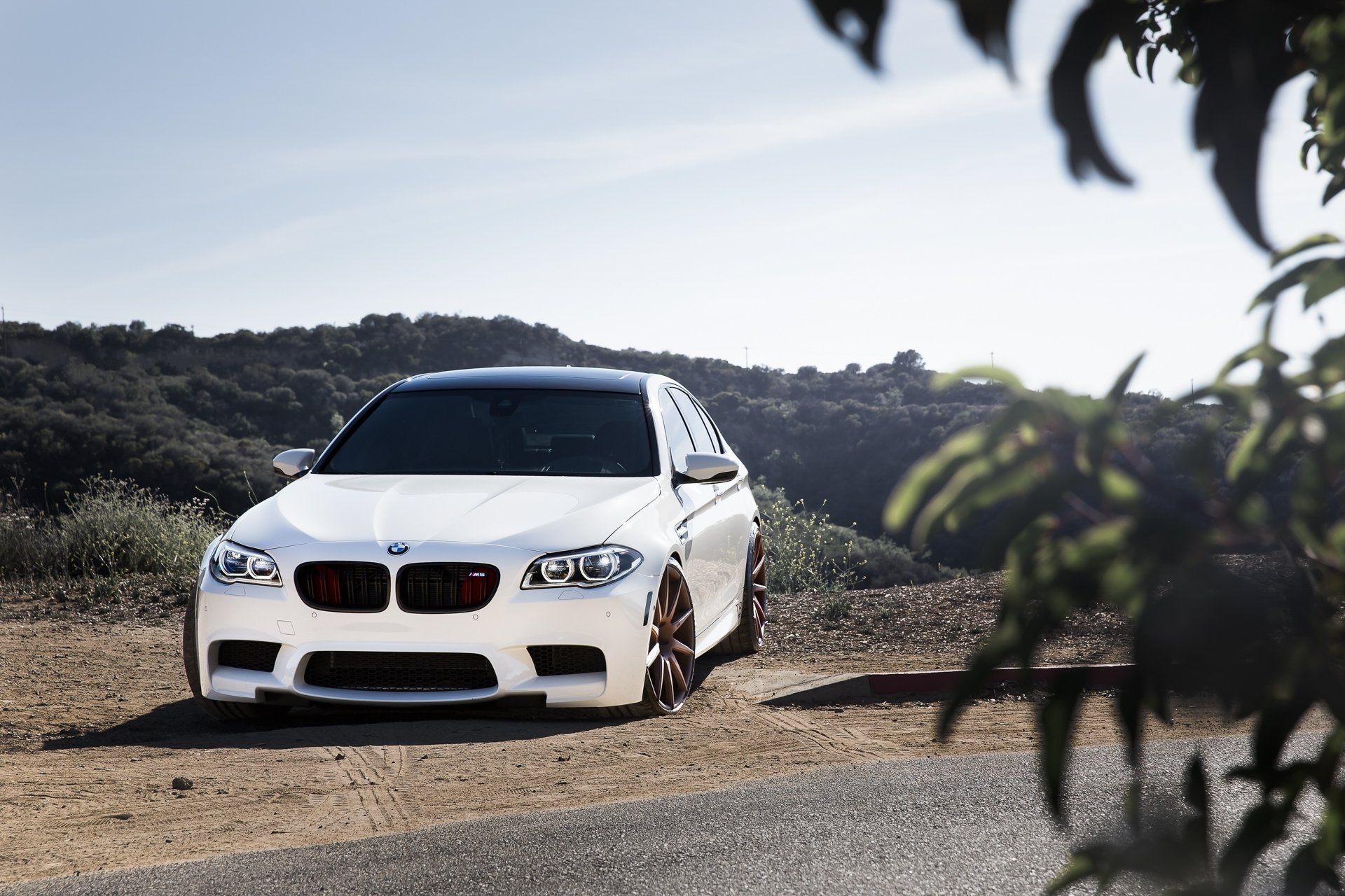 bmw m5 f10 white bmw front view leave