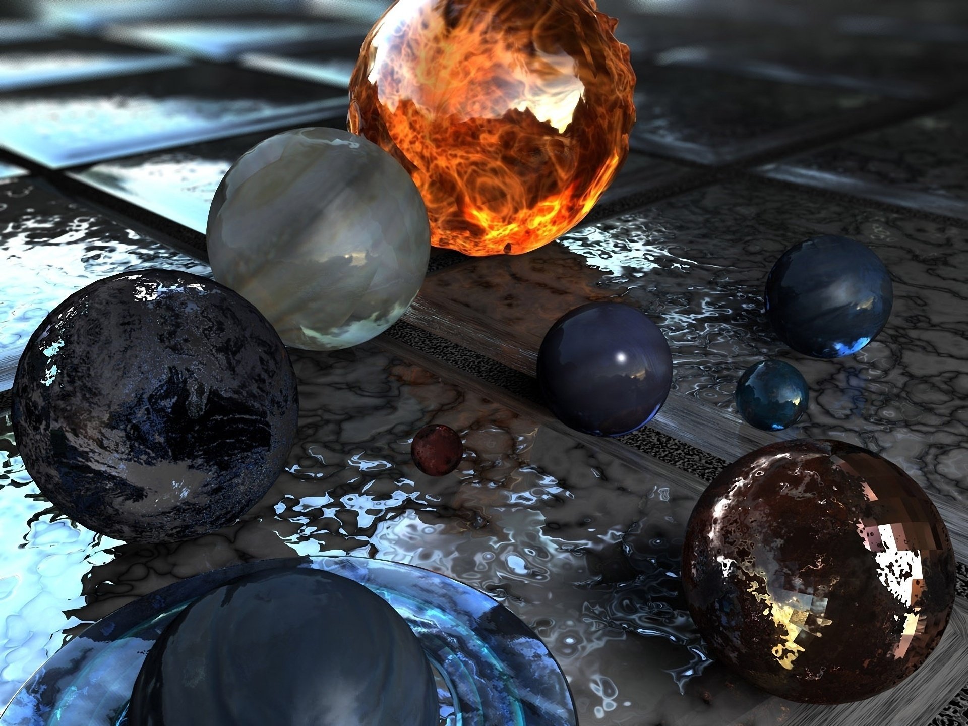 balls fire planet sphere solar system tile