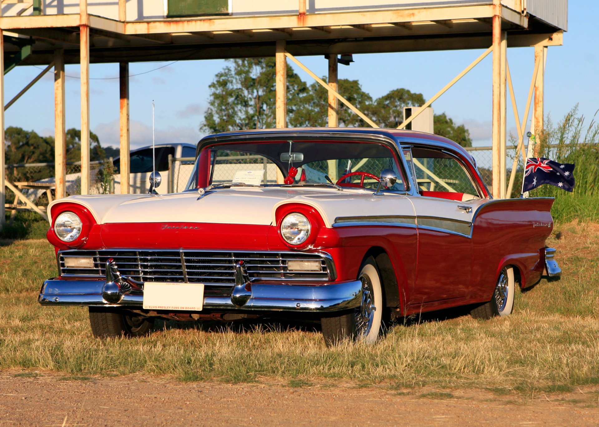 ford coupe hot rod exhibition 1957 fairlane at dusk hot rod show