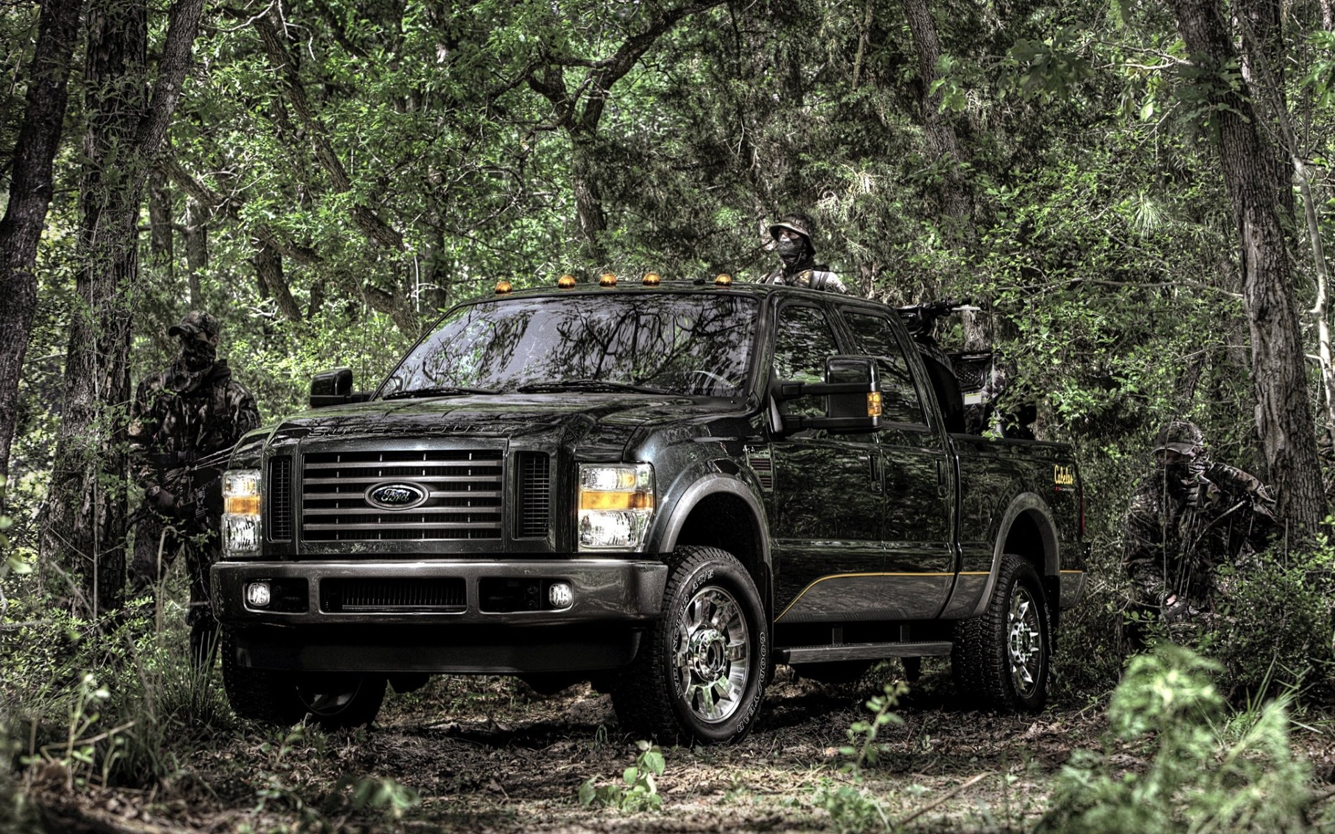 ford f-350 super duty cabelas fx4 édition f-350 super duty pick-up jeep suv avant personnes camouflage forêt fond