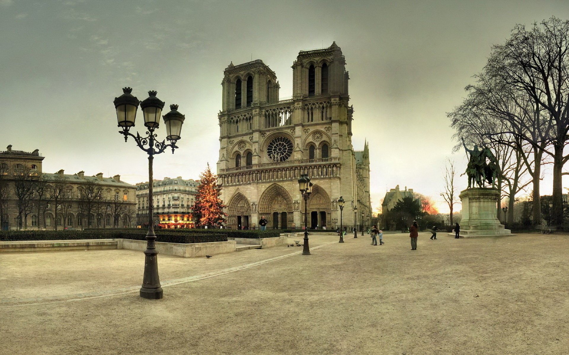 paris cathédrale notre-dame hiver france