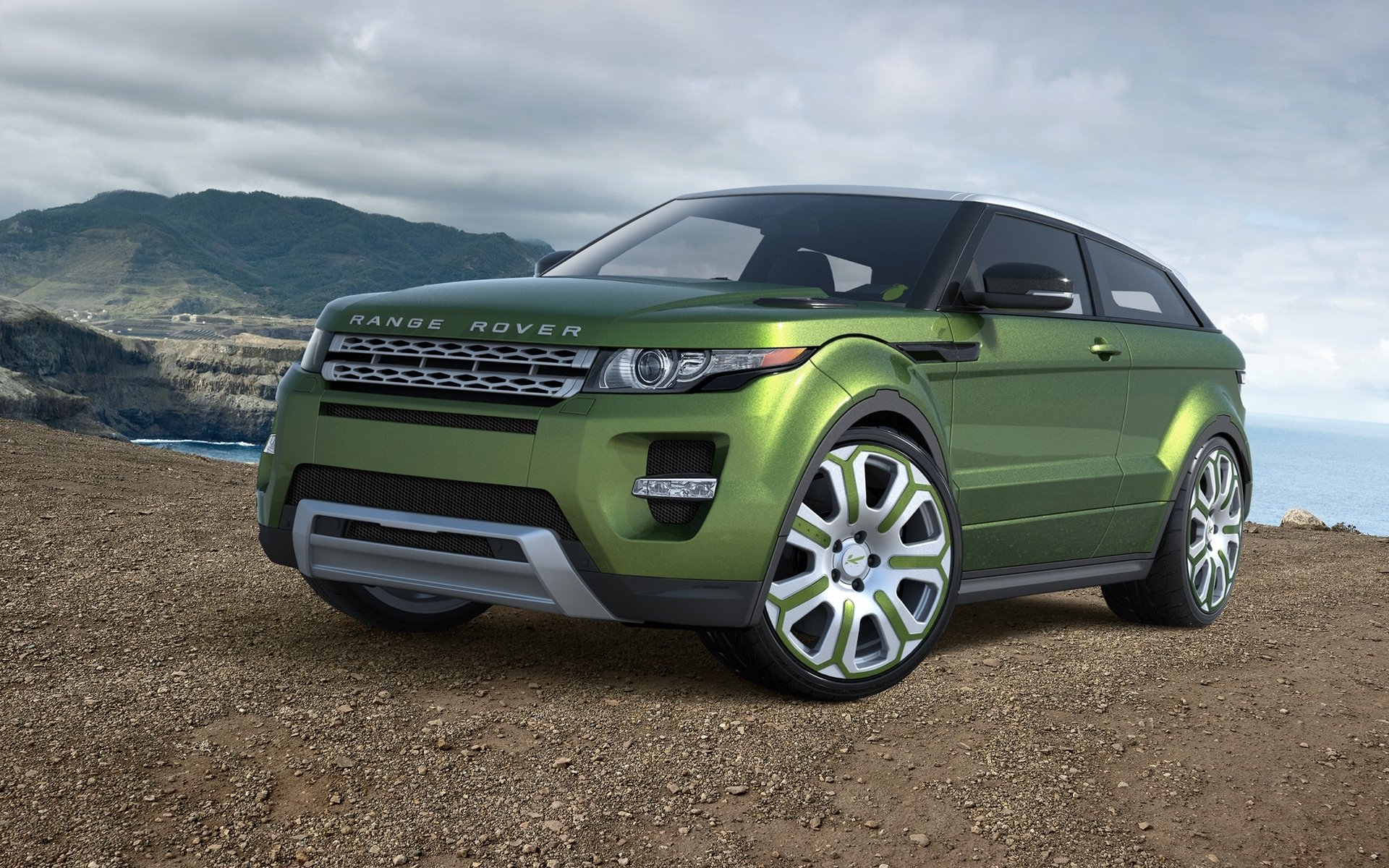 land rover range rover evoque зеленый автомобиль авто ленд ровер рендж ровер эвок машина