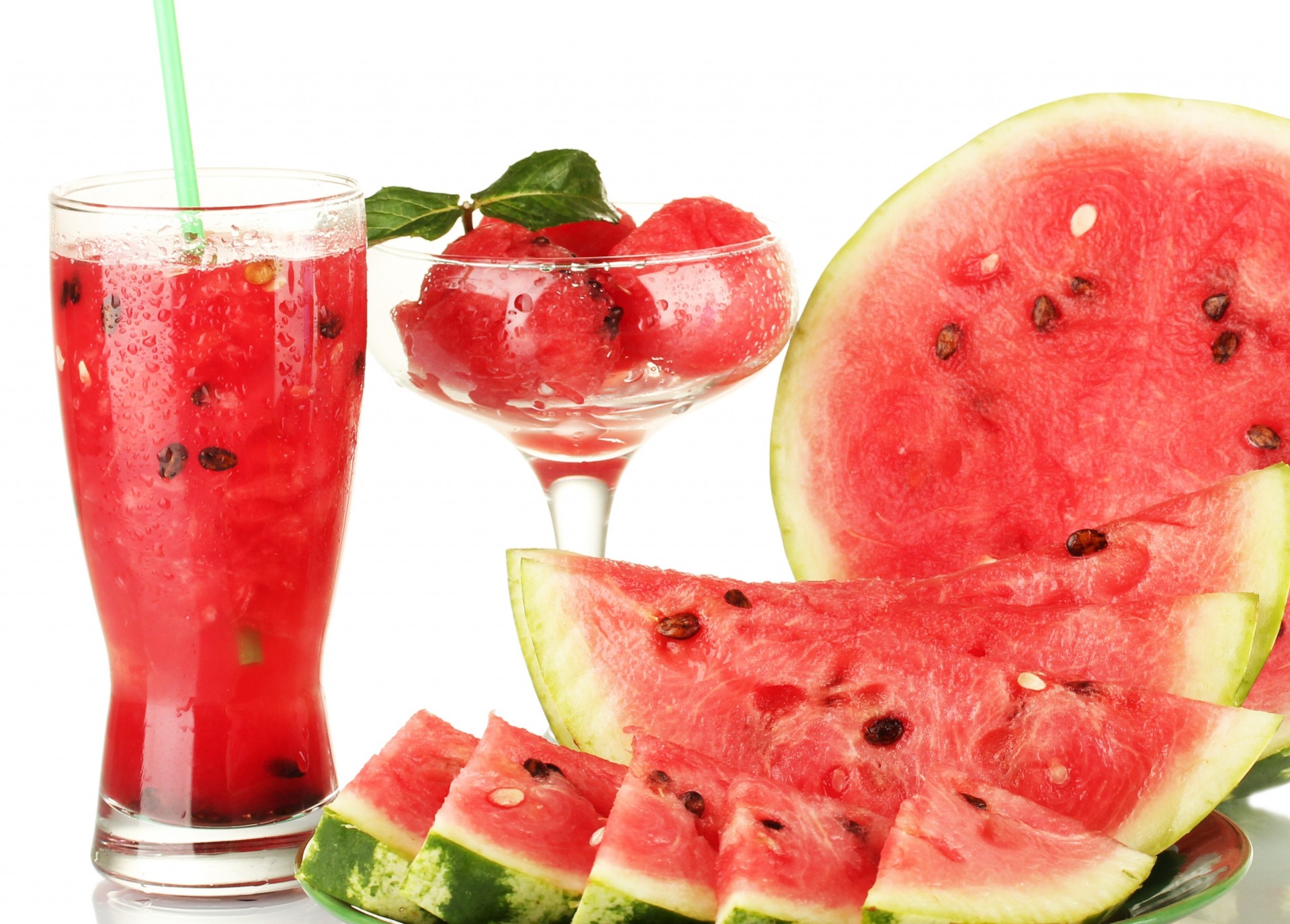 weißer hintergrund eis saft wassermelone glas