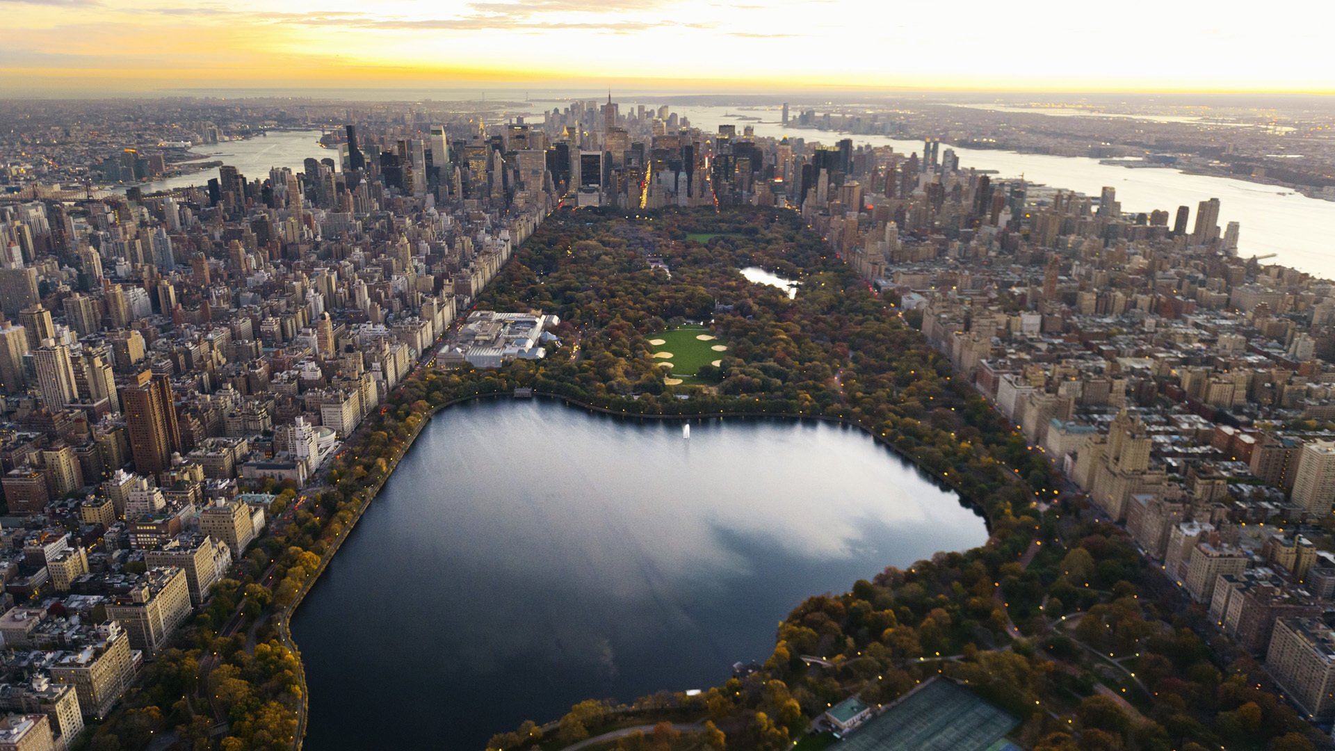 new york panorama abend central park central park manhattan