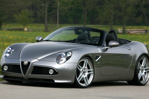 Grey Alfa Romeo supercar, grey eight!