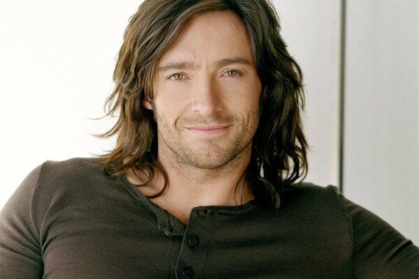 Actor Hugh Jackman with long hair