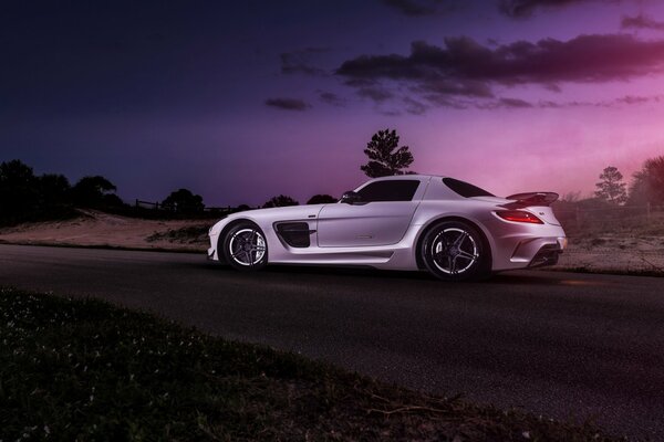 Mercedes car in the dark