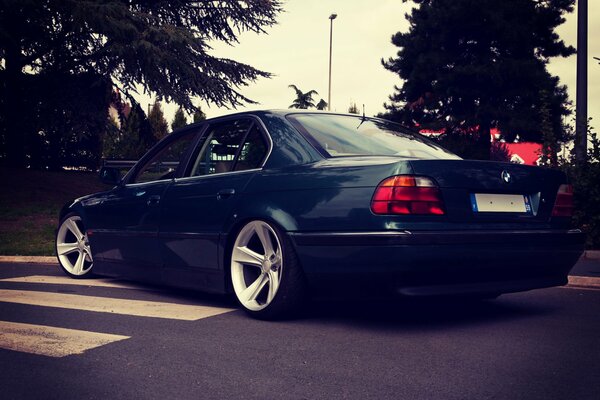 Classic BMW car with steel wheels