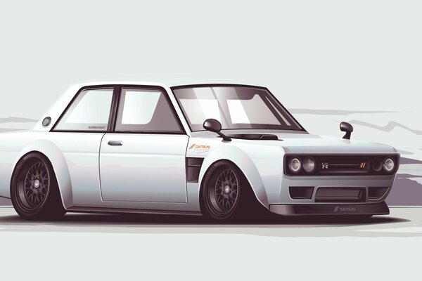 Realistische Zeichnung von Nissan Skyline Auto