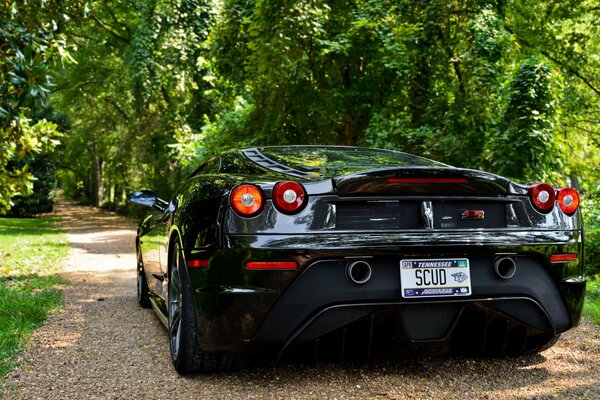 Noir ferrari F430 Scuderia sur fond d arbres