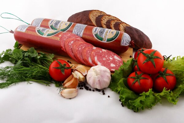 Delicious, natural sausage with vegetables