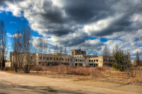 Abandoned Pripyat in a desert area