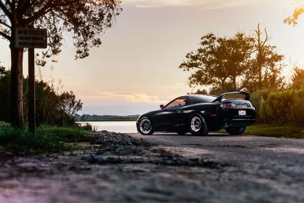 Landscape black Toyota car