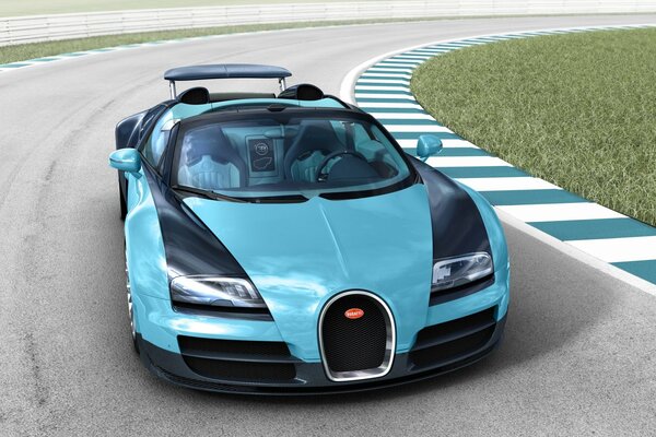 Bugatti veyron, un coche deportivo en una carretera sin fin