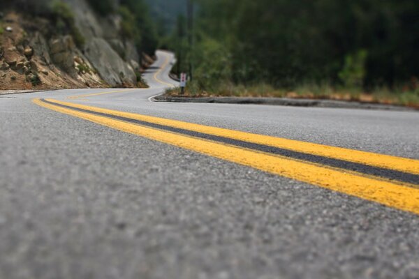 Image of a double solid line on the road