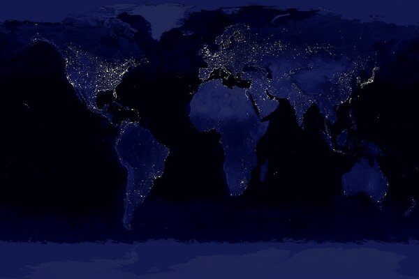 Iluminación nocturna en el mapa del mundo